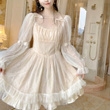 Kawaii Dress Women Casual Long Sleeve Vintage Y2k Mini Dress Female Japanese Style One Piece Dress Korean 2021
