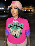 Summer Clothes Streetwear Short Sleeve Crop Tops Women 2022 O Neck Feather T Shirts Tees Female Black Graphics T