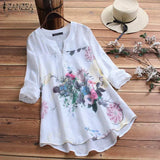 Vintage Printed Shirt Women's Tunic Autumn Blouse 2021 Floral Casual Blusas Female Long Sleeve