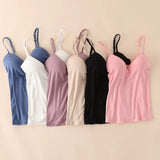 Padded Bra Spaghetti Strap V Neck Vest Cami Tank Tops Shirt