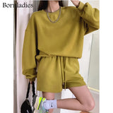 2022 Autumn Women Cotton Sweatshirt Suit Oversized Sets Female O Neck Loose Sweatshirt + Long Pants Suits Short