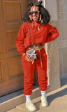 Casual Fleece Long Sleeve Hoody Top And Pant Matching