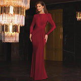 Women's Evening Dress 2025 Summer New Fashion Temperament Dress With A Round-Neck Long-Sleeved