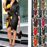 V-neck Lace-up Solid Color Long Sleeve