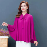 Fashion Large Size Summer Cloak Chiffon Shawl Women Sun Protection Clothing Loose Necktie Cardigan Elegant Thin Tops