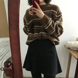 Pullovers Women Soft Autumn Sweaters Daily Tops Womens Pullover Sweet Student Striped Harajuku Knitted Loose Outwear