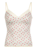 Casual Lace Trim Floral Camis Tops Sexy Slim V-Neck Sleeveless Tank Tops Women 2024 Summer Fashion Streetwear Ladies-Outfit