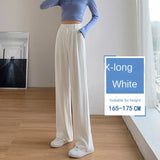 Spring Autumn White Wide Leg Women's Pants Korean Style High Waist Thin Suit Pants Straight Loose Sagging Feeling