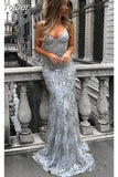 Lace Dress Women Deep V Neck Sexy Backless Split Luxury Sequined Dresses Floor Length Elegant Party Maxi Dress