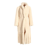 Loose Wine Red Lambswool Tassels Big Size Long Jacket New Lapel Long Sleeve Women Coat Fashion Autumn Winter 2022