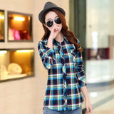 Women's Plaid Shirts 2021 Autumn New Ladies Casual Delicate Tops Youth College Style Lady Long Sleeve Blouse