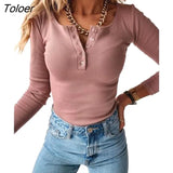 Women Shirts Blouse Women Long Sleeve top Sexy V Neck Button Blouse Long Sleeve Solid Color Slim Pullover