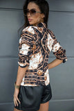 Print Elegant Turndown Collar Regular