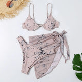 V-Bar Underwire Bikini 2021 New Three Pieces Bikini Set Swimwear Women Push Up Swimsuit Female Bathing Suit Beachwear