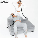 Streetwear 2 Two Piece Set Tracksuit Women Outfit Long Sleeve Zipper Crop Top Baggy Pants Suits White Soprty Matching