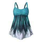 Plus Size Tankini Sexy Push Up Padded Two Piece Set Female Swimsuits Fashion Print Bathing Bandage Swimdress Beachwear