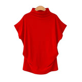 Commute Large Size Women's Half Turtleneck Batwing Sleeve Solid Color Polyester