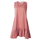 Dress 2021 Women Ruffle Spring Street Sexy Casual Slim Thin Beach Party O Neck Mini Polka Dot Dress Vestidos De