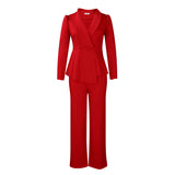 Women's Winter New Fashion Temperament Elegant OL Lotus Side Tops Wide Leg Pants Fashion African