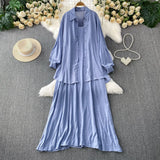 Wind Leisure Two Sets Of Women Loose Outside Thin Long-Sleeved Shirt Cover Skinny Sling