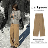 Color High-Waisted Broad-Legged Casual Pants Women 2025 Autumn And Winter Small Thick Loose Straight Long