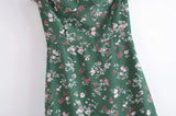 New Pastoral Spring Style Small Broken Flower Print Slim Skirt With Braces-Outfit