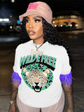 Summer Clothes Streetwear Short Sleeve Crop Tops Women 2022 O Neck Feather T Shirts Tees Female Black Graphics T