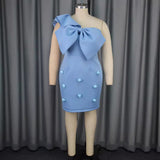 Sexy Collared Bow Bag Hip Skirt Party Party
