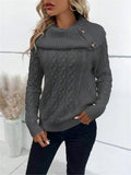 And Winter New Knitted Collar Button Design Shoulder Sleeve