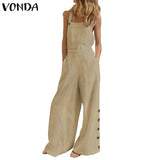 Overalls 2021 VONDA Female Solid Party Playsuits Femme Office Overalls Women Jumpsuits Femininas