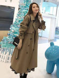 Fashion Long Coats Woman Winter 2022 Solid Color Lapel Double Row Button Windbreaker Women's Trench Coat Overcoat