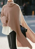 Long Sleeve Turtleneck Knit Pullover Loose Irregular