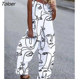 Summer Jumpsuits Fashion Anchor Print Suspender Jumpsuit Casual Sexy Sleeveless Romper Elegant