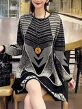 E-Commerce Spring And Autumn Wear Loose Sweater Sweater Hit Color Dress Women-Outfit