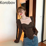 2020 New Chic Korean Sueter Mujer Vintage Square Collar Elegant Female Pullovers Autumn Winter Knit Slim Jumper