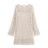 Knitted Dress Crocheted Blouse Crocheted Half Skirt Suit-Outfit
