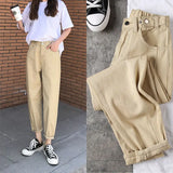 Women High Waist Denim Streetwear Plus Size Loose Harem Ankle-length Trousers Womens Velvet Warm Casual All-match