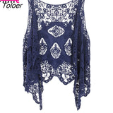 Summer Beach Cover Up Top Cardigain Hippie Froral Patchwork Lace Vest Retro Vintage Crochet Asymmetric Open Stitch