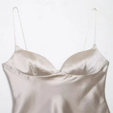 New Women's Sexy Body-Clamous Vest-Shaped Collar Silk-Scress Sling Vest