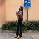 Black Micro-Tight Jeans 2025 New Autumn And Winter Large-Size Trousers Showing Thin Plus Thick Straight