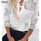 Summer Workwear Elegant Letter Print Button Design White Women's Casual Shirt Plus Size Clothes Loungwear Oversized