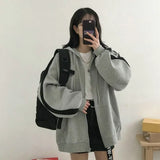 Women Sweatshirt with A Hood Fashion Autumn Plus Loose Solid Color Hoodies Zip Up Hoodie Fall 2020 Women Korean