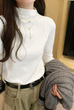 Long-Sleeved Bottomed Shirt With A Half-High Collar A New Chic White T-Shirt In Autumn And Winter Shows A Thin Fishbone Blouse.-Outfit