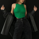 Cropped Tank Top Solid Color Casual Crop Top 2022 New Streetwear Slim Tank Top Basic Summer Clothes For