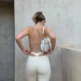 Back Triangle Hollow out Patchwork Streetwear Straight Women's Pants Summer High Waist Pant Trousers Sexy Casual