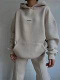 And Winter 2025 New Casual Jacket Set Plus Velvet Long Sleeve Fashion Thick Trousers Two Sets Of