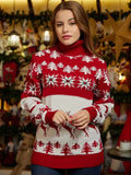 Christmas Couples Matching Sweaters New Year's Clothes Women Men Unisex Turtleneck Warm Thicken Jumpers Knitwear