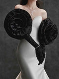 Black Elegant Oversleeve For Women Patchwork Floral Solid Minimalist Oversleeves Female Fashion Accessories