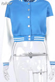 Fall Winter Print Patchwork Yellow Jackets For Women 2023 Long Sleeve Varsity Jacket Buttons Loose Baseball Jacket