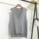 Korean Loose Wild Sweater New Chic V-neck Knitted Vest Women's Sweater Vest Sleeveless Sweater Autumn and Winter 2021